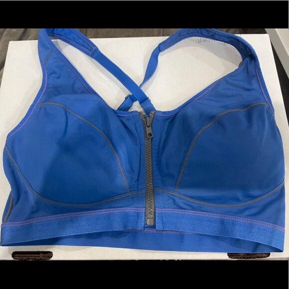 BLUE ZIP Front Sports Bra NWOT - Picture 1 of 5